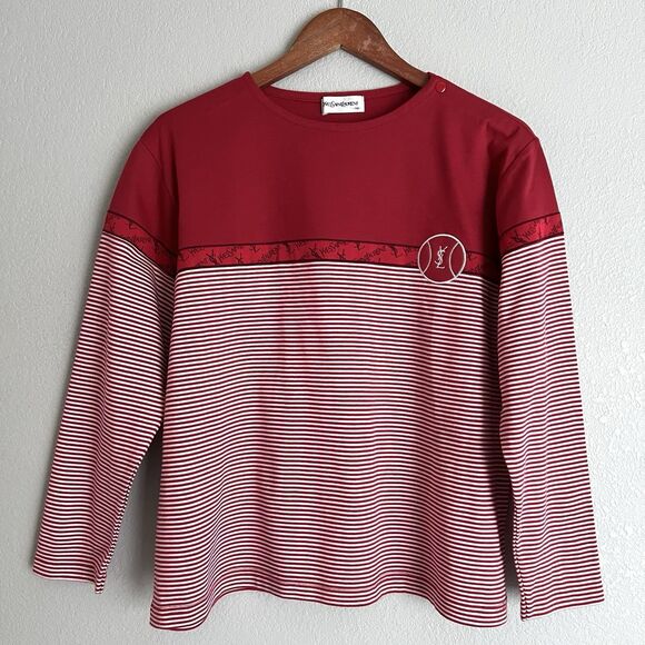 Vintage Yves Saint Laurent Women’s Striped Nautical Style Sweater Jumper  M - Picture 1 of 8